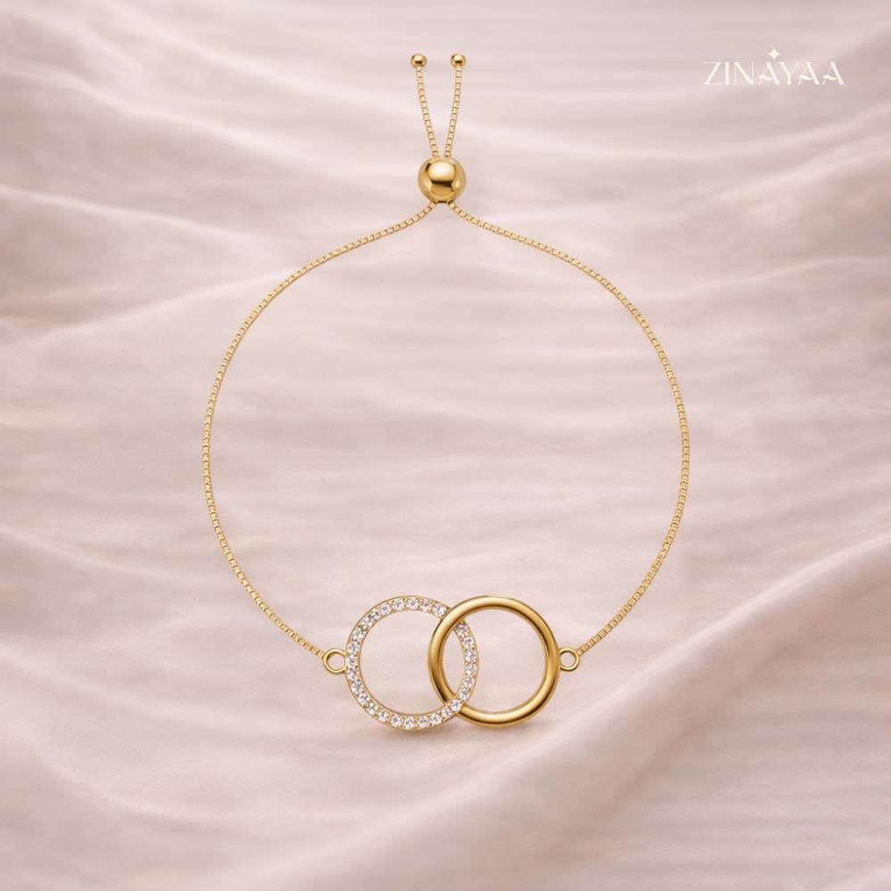 92.5 Sterling Silver Elegant Link Circle Gold Bracelet