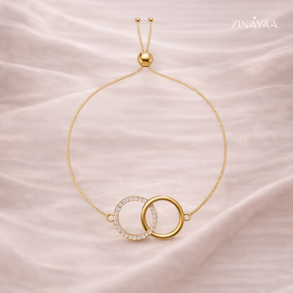 92.5 Sterling Silver Elegant Link Circle Gold Bracelet