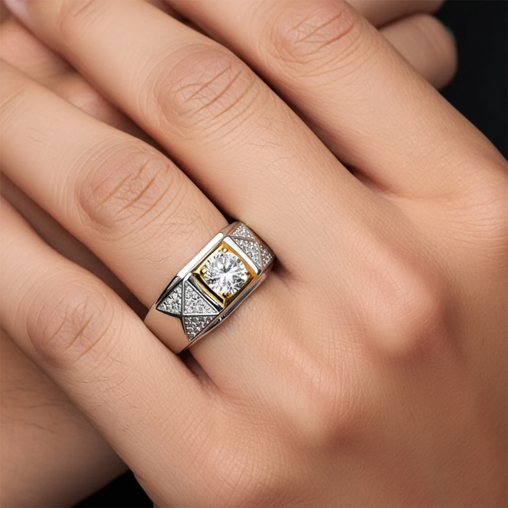 92.5 Sterling Silver  Regal Crest Men’s Adjustable Ring