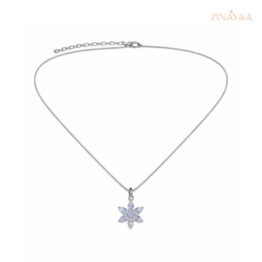 925 Sterling Silver Crystal Bloom Pendant Necklace