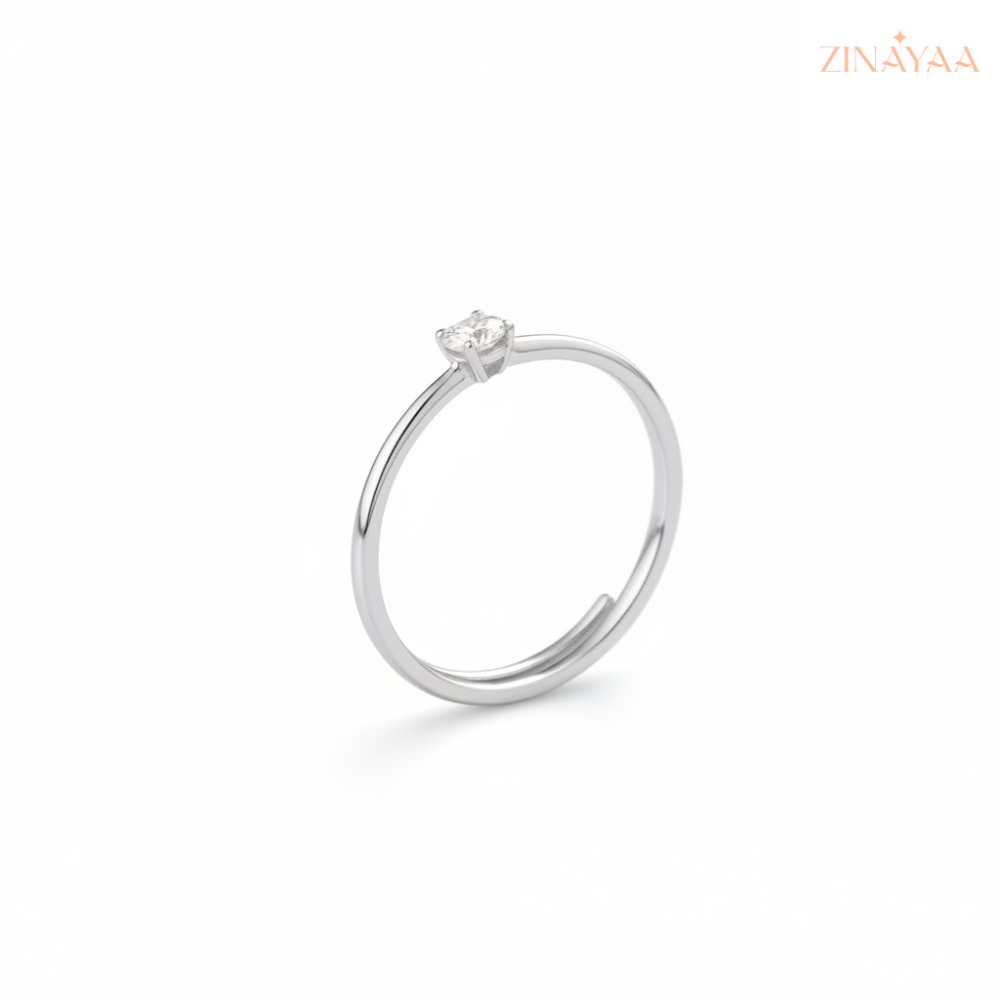 92.5 Sterling Silver Pure Promise Solitaire Women’s adjustable Ring