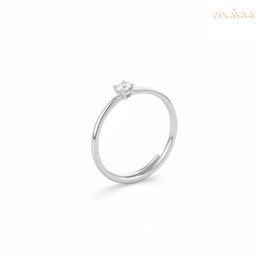 92.5 Sterling Silver Pure Promise Solitaire Women’s adjustable Ring
