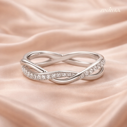 925 Sterling Silver Intertwined Sparkle Adjustable Ring