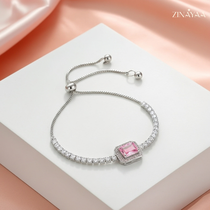 925 Sterling Silver Pink Radiance Adjustable Bracelet