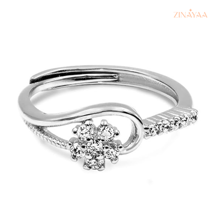 92.5 Sterling Silver Floral Infinity Spark Women’s Sterling Silver Ring