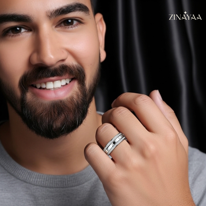 92.5 Sterling Silver Infinity Spark Band Adjustable Ring