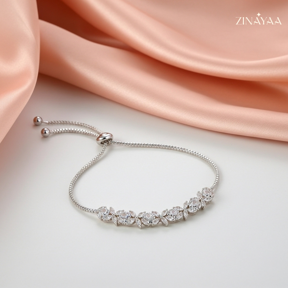 92.5 Sterling Silver Luminous Bloom Women’s Adjustable  Bracelet