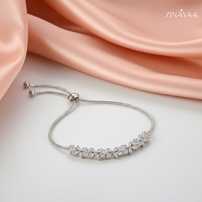 92.5 Sterling Silver Luminous Bloom Women’s Adjustable  Bracelet