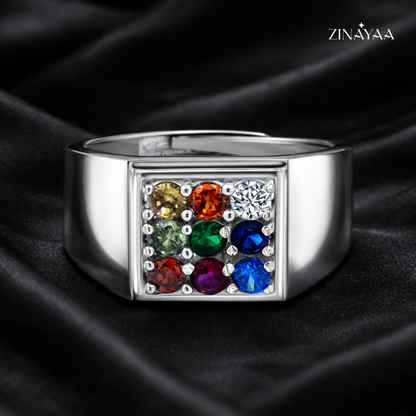 925 Sterling Silver Radiant Spectrum Adjustable Ring