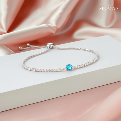 92.5 Sterling Silver Azure Glow Adjustable Women’s Adjustable Bracelet