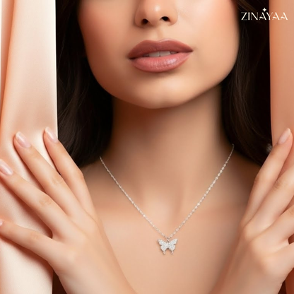 92.5 Sterling silver butterfly pendant chain