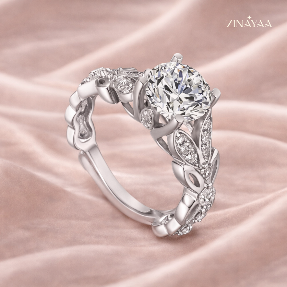 925 Sterling Silver Royal Bloom Solitaire Adjustable Ring