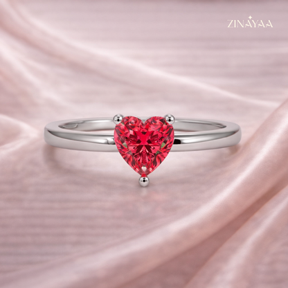 925 Sterling Silver Scarlet Heart Adjustable Ring