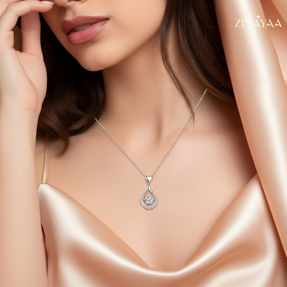 92.5 Heartfall Sparkle Women’s Sterling Silver Necklace