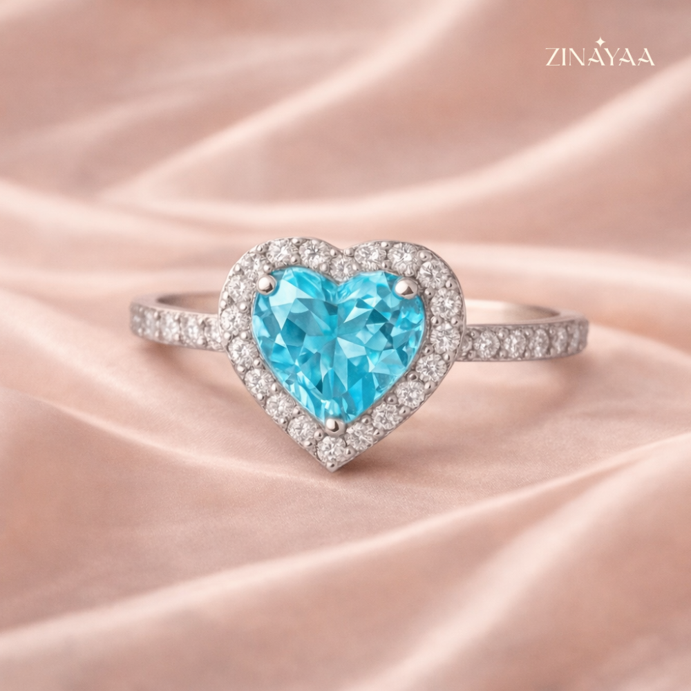 925 Sterling Silver Ocean Heart Adjustable Ring