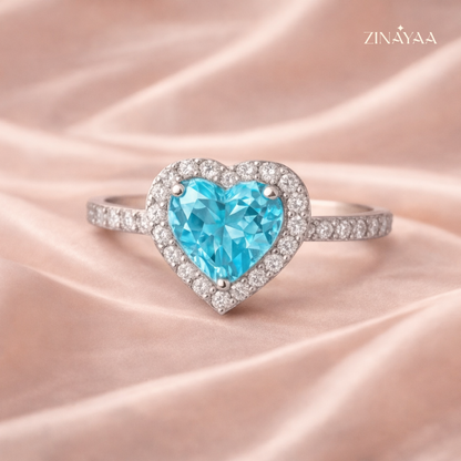 925 Sterling Silver Ocean Heart Adjustable Ring