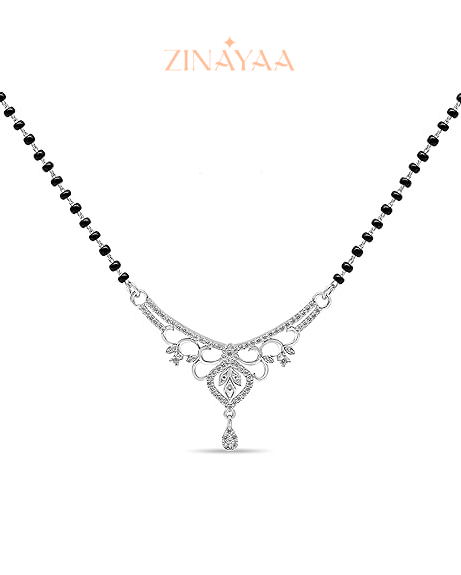 92.5 Sterling Silver Mangalsutra  Ornate Filigree Pendant Design
