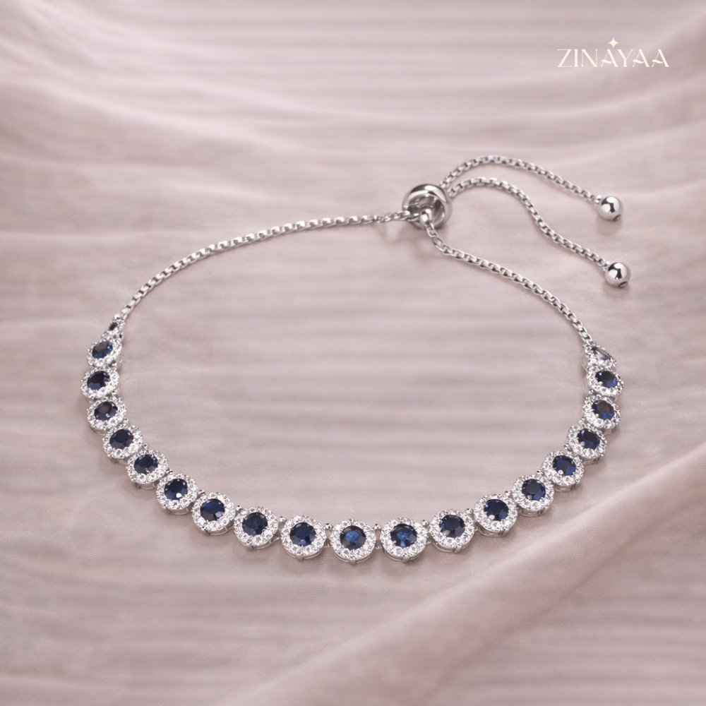 925 Sterling Silver Blue Elegance Adjustable Bracelet