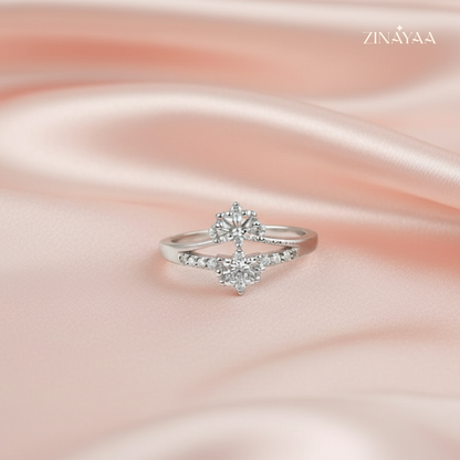 925 Sterling Silver Floral Spark Adjustable Ring