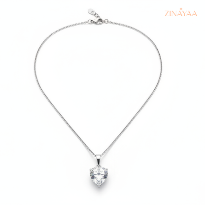 925 Sterling Silver Heart Solitaire Adjustable Necklace