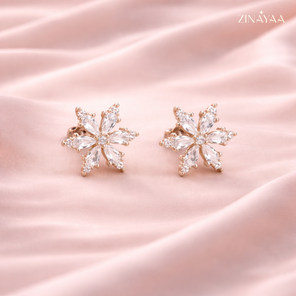 925 Sterling Silver Crystal Bloom Stud Earrings