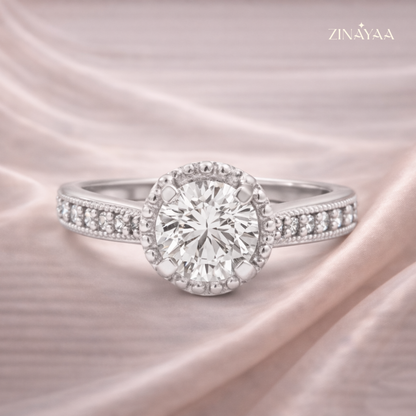 Zinayaa 925 Sterling Silver Crown Solitaire Adjustable Ring