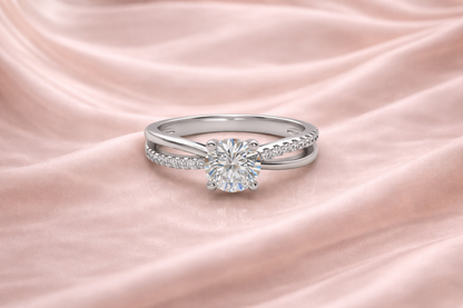 925 Sterling Silver Classic Solitaire Adjustable Ring