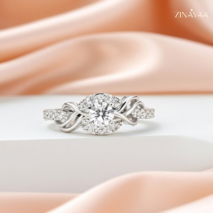 92.5 Sterling Silver Adjustable Love Root Solitaire Ring