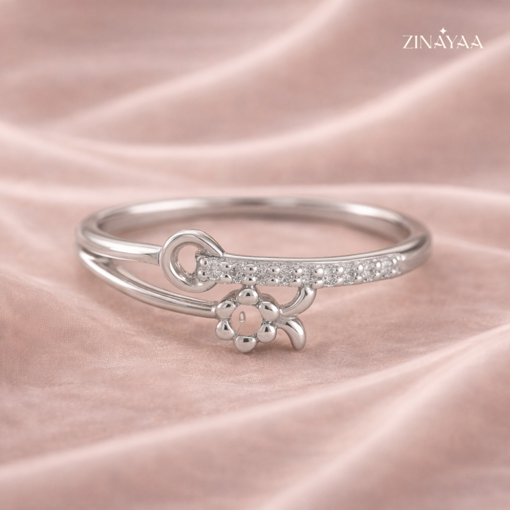 925 Sterling Silver Floral Spark Adjustable Ring