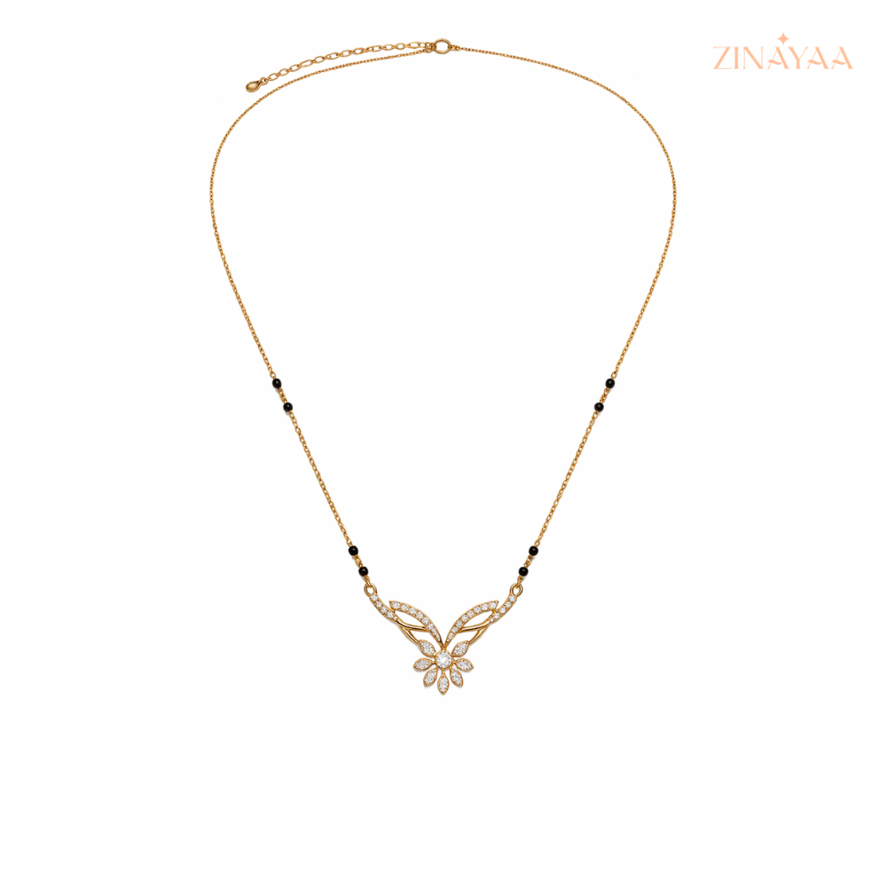925 Sterling Silver Floral Grace Mangalsutra Golden Polish