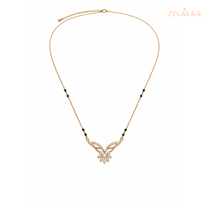 925 Sterling Silver Floral Grace Mangalsutra Golden Polish