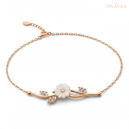 92.5 Sterling Silver Floral Rose Gold Bracelet