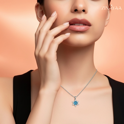925 Sterling Silver Blue Star Bloom Adjustable Pendant Necklace
