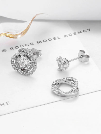 92.5 Sterling Silver 2 in 1 halo stud earrings