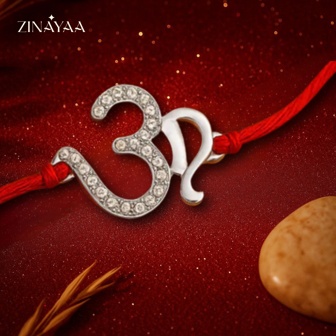 92.5 sterling silver Om studded Rakhi