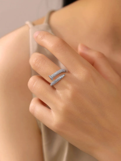 92.5 Sterling Silver Nail Wrap Ring in Silver