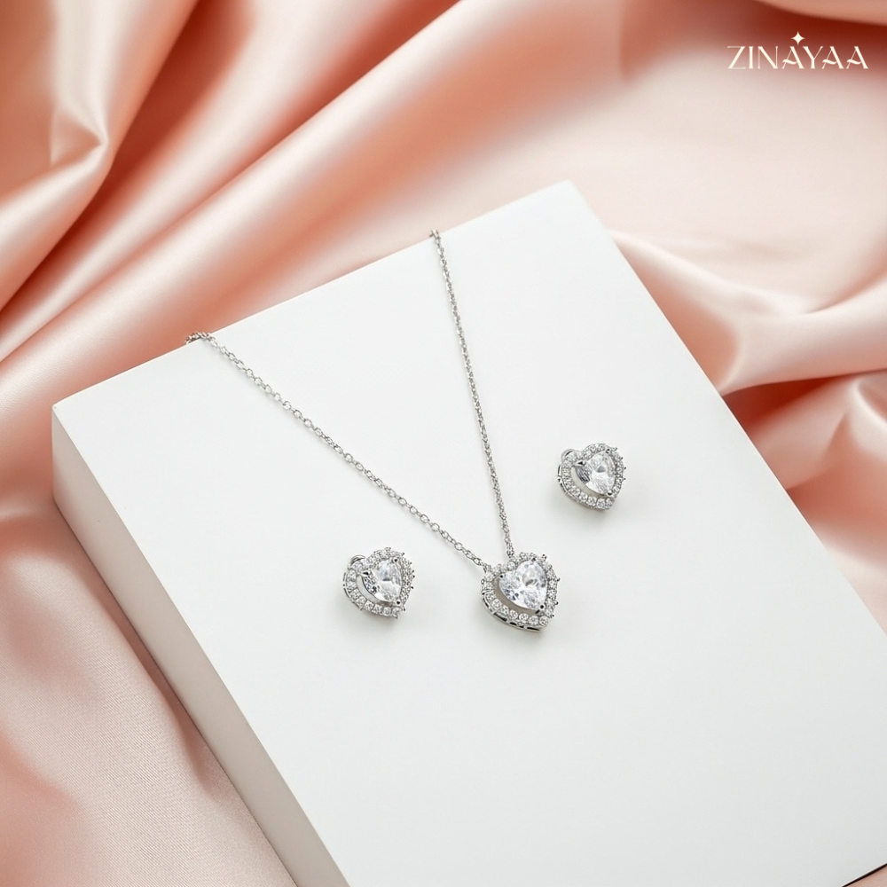 925 Sterling Silver Sparkling Heart Trio Adjustable Pendant Necklace