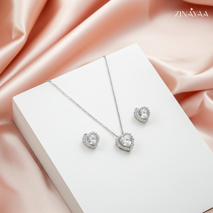 925 Sterling Silver Sparkling Heart Trio Adjustable Pendant Necklace