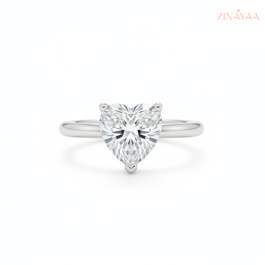 92.5 Sterling Silver Adjustable Heart Solitaire Ring