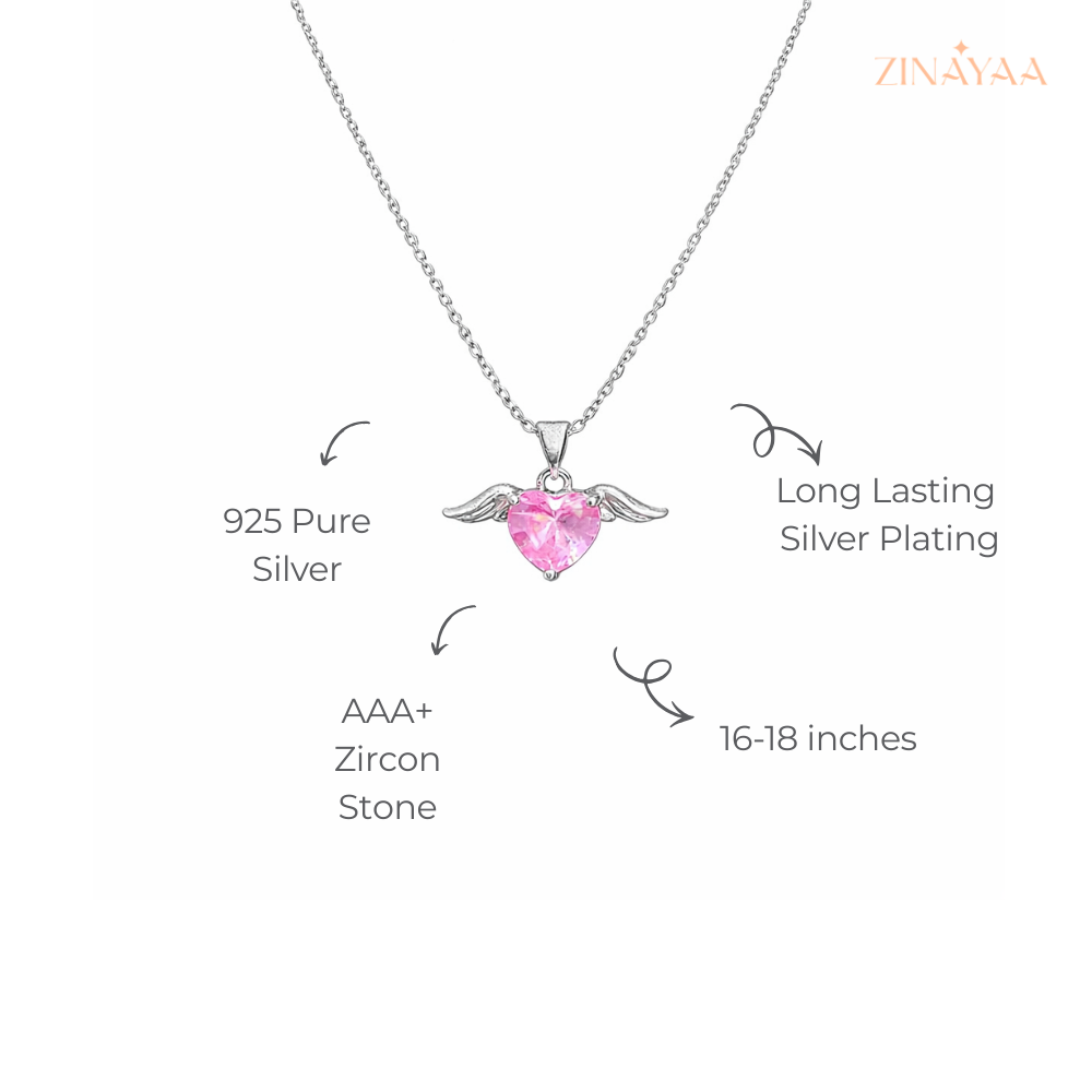 925 Sterling Silver Angel Heart Necklace