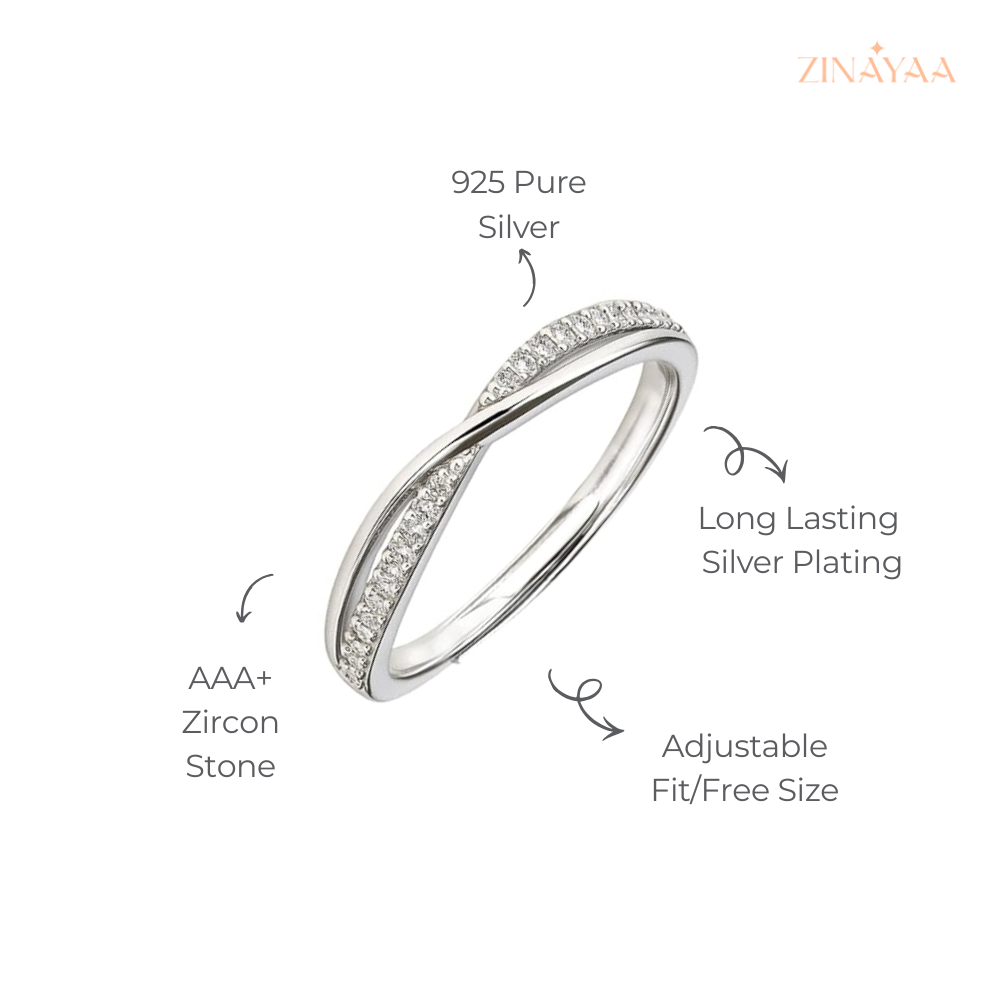 925 Sterling Silver Infinity Sparkle Adjustable Ring