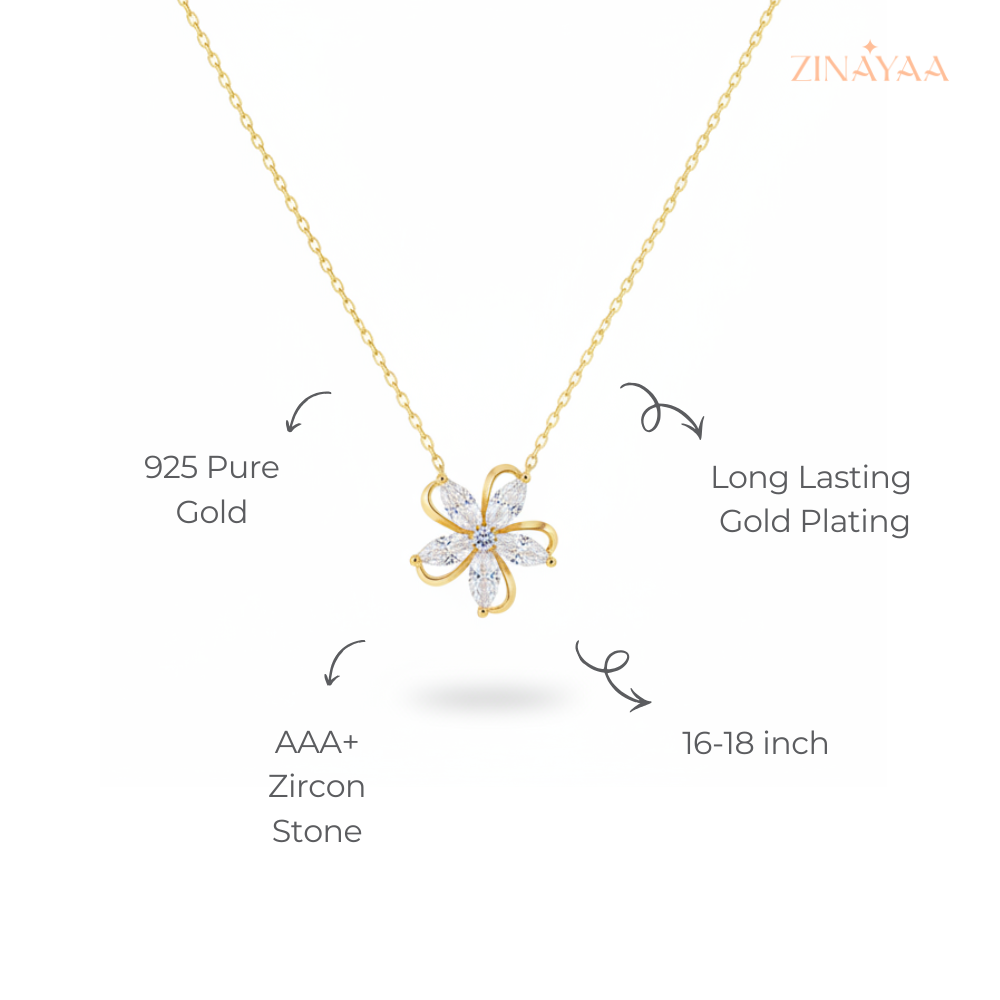 925 Sterling Silver Golden Bloom Adjustable Necklace