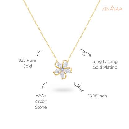 925 Sterling Silver Golden Bloom Adjustable Necklace