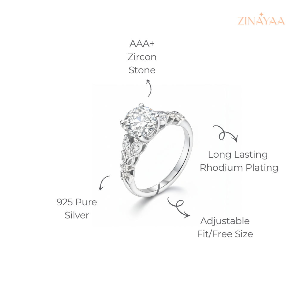 925 Sterling Silver Floral Royale Adjustable Ring
