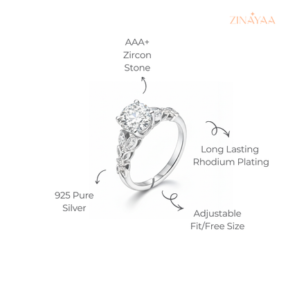 925 Sterling Silver Floral Royale Adjustable Ring