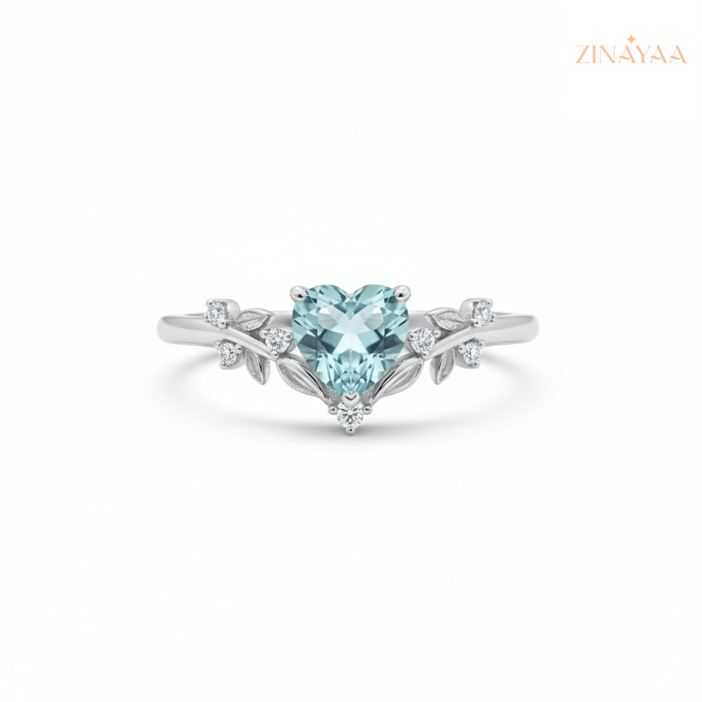 92.5 sterling silver Aqua Blossom Women’s adjustable Ring