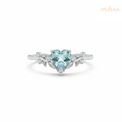 92.5 sterling silver Aqua Blossom Women’s adjustable Ring