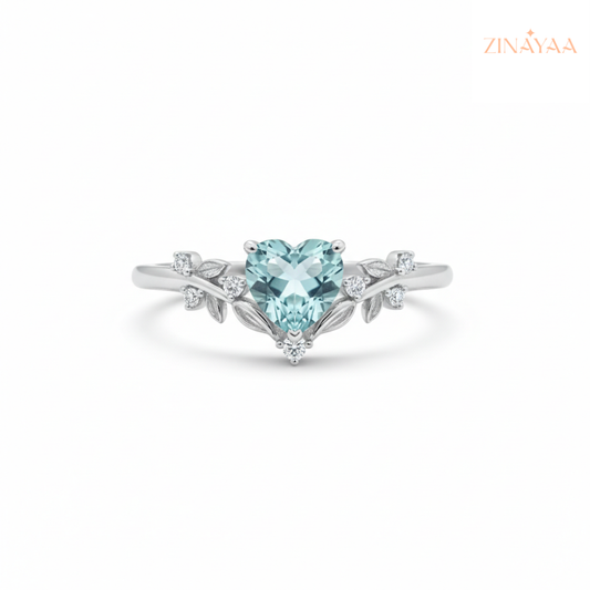 92.5 sterling silver Aqua Blossom Women’s adjustable Ring