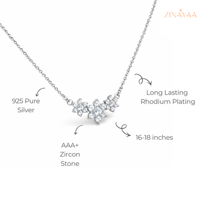 925 Sterling Silver Floral Sparkle Adjustable Necklace