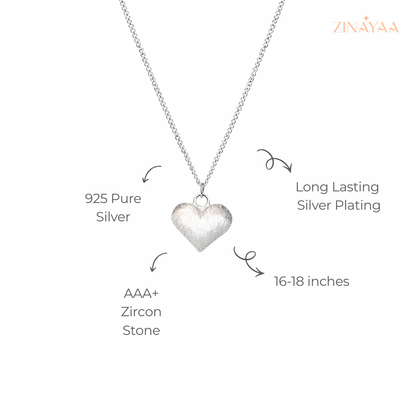 925 Sterling Silver Textured Heart Adjustable Pendant Necklace